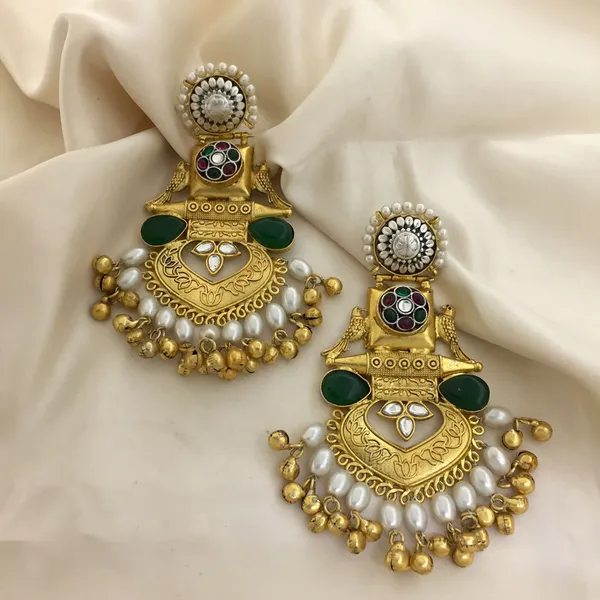 Antique_Gold_Oxidised_Earrings_with_Green_Stones_and_Pearl_Accents