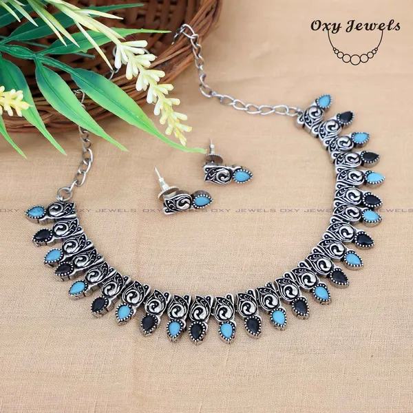 Elegant_Oxidised_Silver_Necklace_and_Earrings_Set_with_Blue_and_Black_Stones