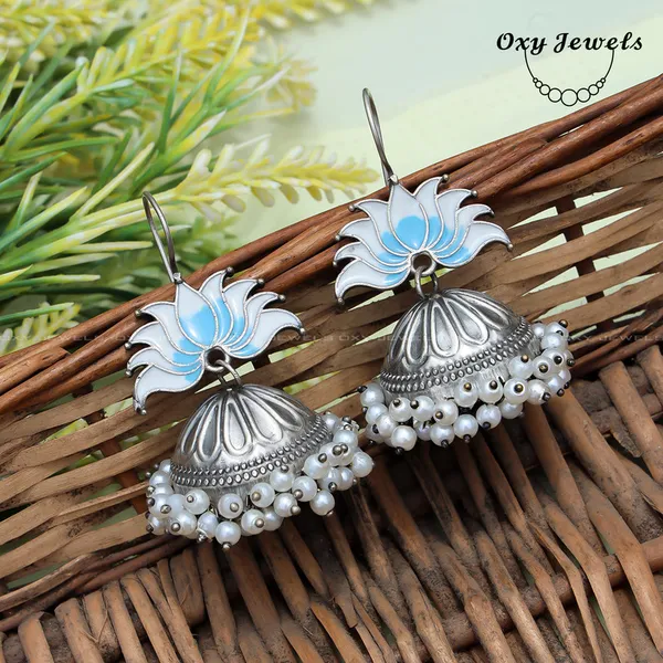 Handcrafted_Silver_Lotus_Jhumka_Earrings_with_Pearl_Beads_-_Oxy_Jewels