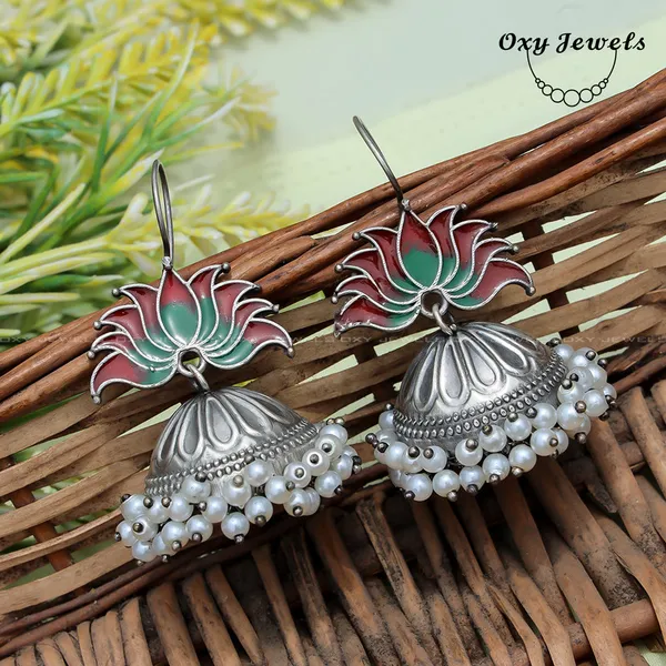 Handcrafted_Silver_Lotus_Jhumka_Earrings_with_Pearl_Beads_-_Oxy_Jewels