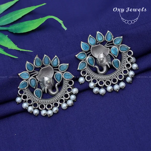 Elephant_Design_Oxidized_Silver_Earrings_with_Blue_Stones_and_Pearl_Accents