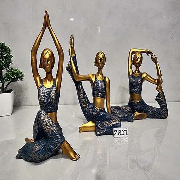 Resin_Yoga_Lady_Statue_of_Set_of_3_|_For_Home_Decor_Showpiece