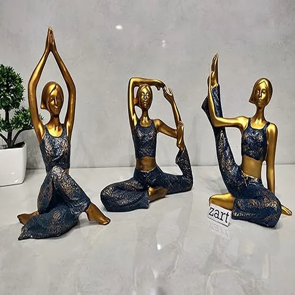 Resin_Yoga_Lady_Statue_of_Set_of_3_|_For_Home_Decor_Showpiece