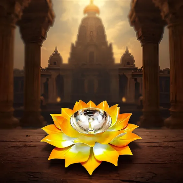 Lotus_Metal_Diya_Pooja_Oil_Lamp_of_Set_of_2_|_Yellow_Color_|_For_Home_Decor