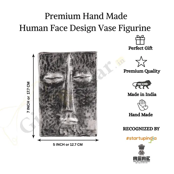 Flower_Vase_Pot_of_Human_Face_Design_of_Grey_Color_|_Artistry_Gift_Item