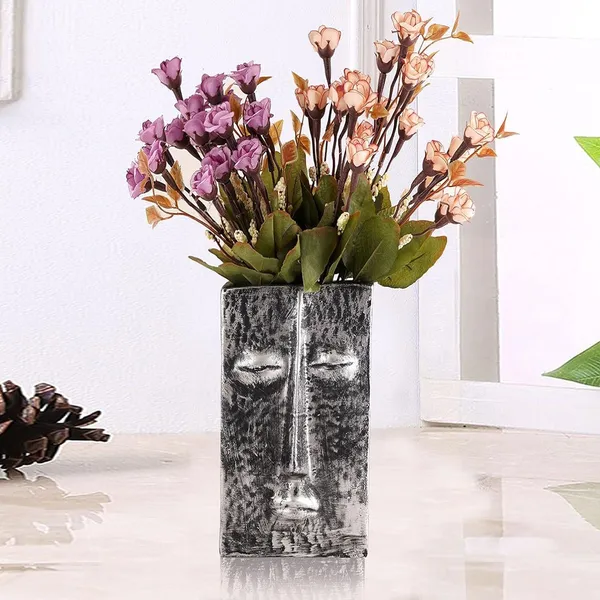 Flower_Vase_Pot_of_Human_Face_Design_of_Grey_Color_|_Artistry_Gift_Item