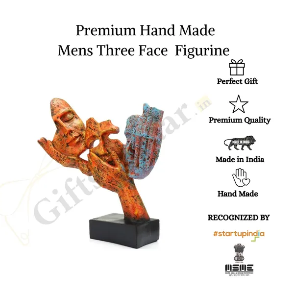 Antique_Three_Men's_Face_Showpiece_of_Multicolor_|_Home_Decor_for_Asthetic_Apeal