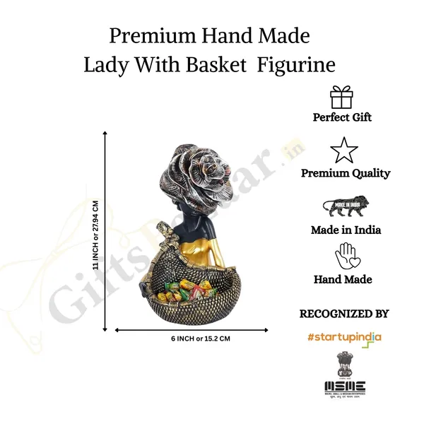 Lady_with_Basket_Showpiece_of_Black_Color_|_For_Home_Decor