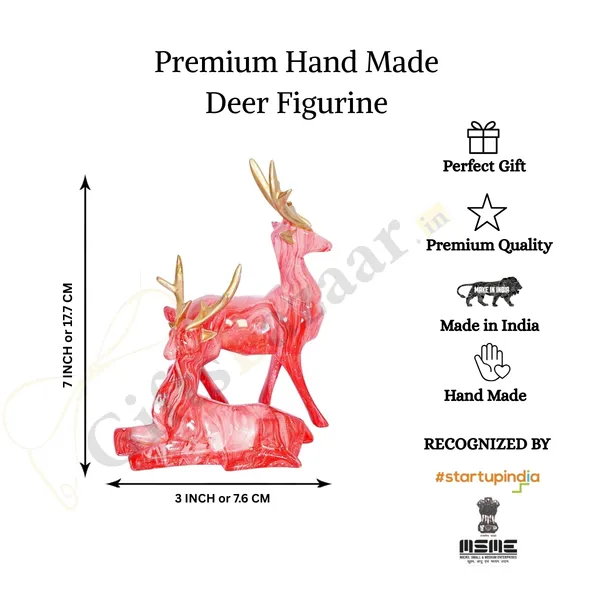 Deer_Showpiece_of_Baby_Pink_of_Set_of_2_|_For_Home_&_Office_Decor