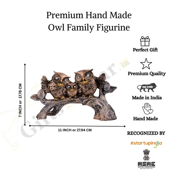 Copper_Owl_Family_Sitting_on_Tree_of_Brown_Color_|_Antique_Decorative_Item