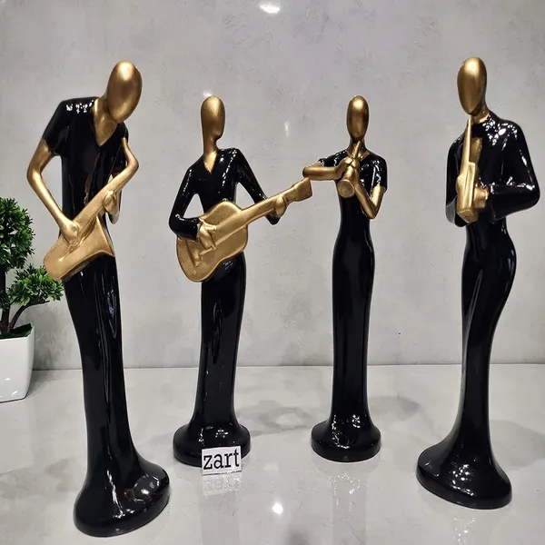 Musical_Instrument_Statue_of_Black_Color_of_Set_of_4_|_Antique_Item_for_Home_Decor