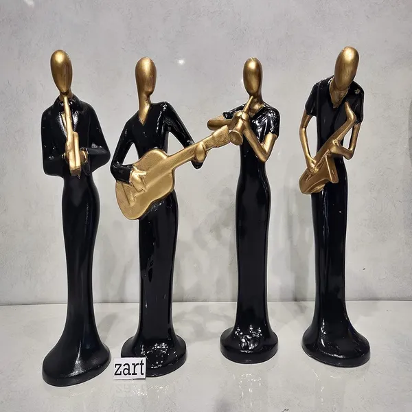 Musical_Instrument_Statue_of_Black_Color_of_Set_of_4_|_Antique_Item_for_Home_Decor