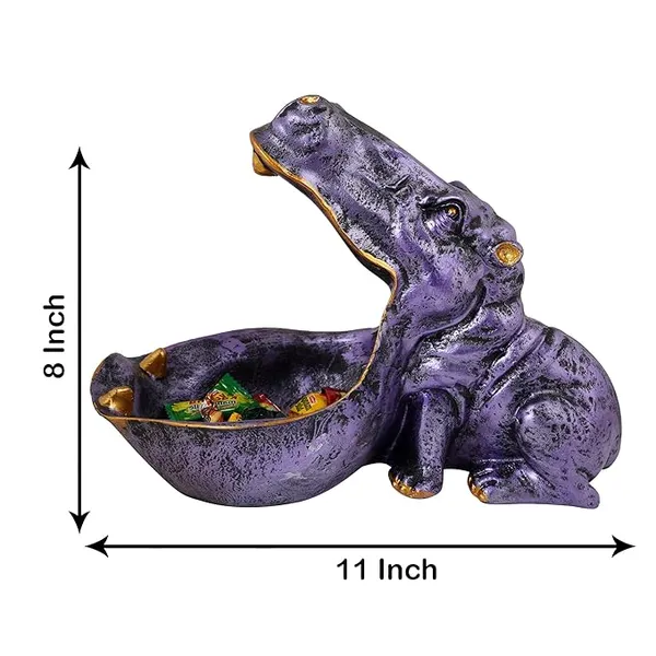 Hippo_Serving_Tray_with_Handle_Statue_of_Purple_Color_|_For_Home_Decor_Showpiece