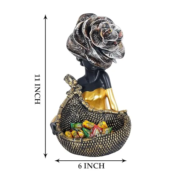 Lady_with_Basket_Showpiece_of_Black_Color_|_For_Home_Decor