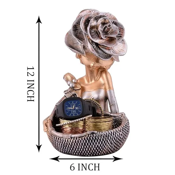 Lady_with_Basket_Showpiece_of_Brown_Color_|_For_Home_Decor