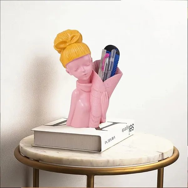 Angel_Girl_Showpiece_of_Pink_Color_with_Pen_Stand_|_Decorative_Item_for_Home_Decor