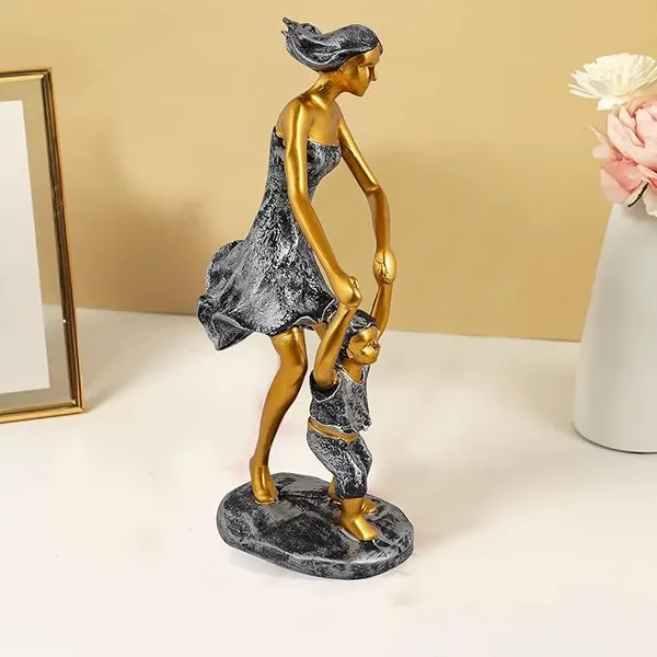Polyresin_Mother_and_Child_Showpiece_of_Golden_Color_|_For_Home_Decor_Showpiece