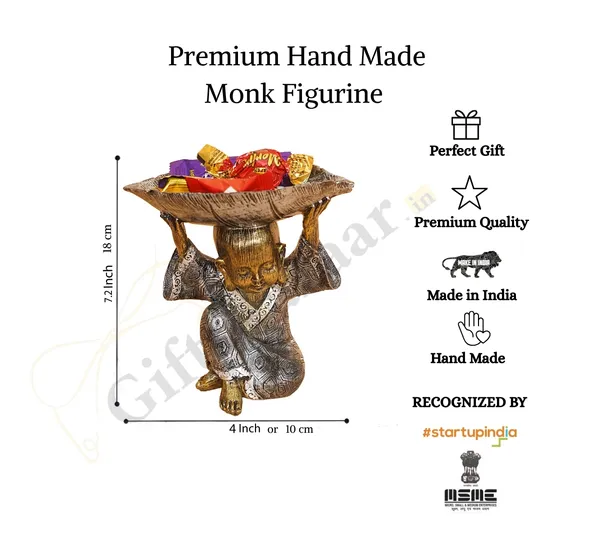 Spiritual_Monk_Candy_Holder_with_Tray_of_Silver_Color_|_Artistry_Gift_Item