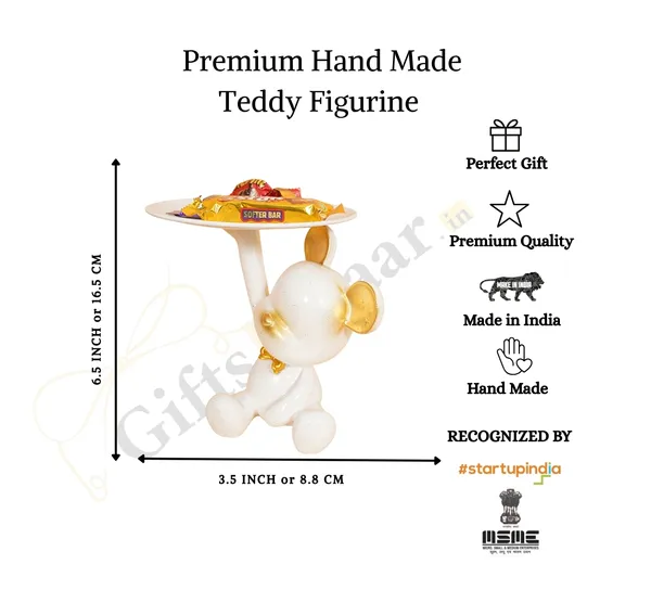 Teddy_Shaped_Holder_with_Tray_of_White_and_Golden_Color_|_Elegant_Touch_on_Home_Decor
