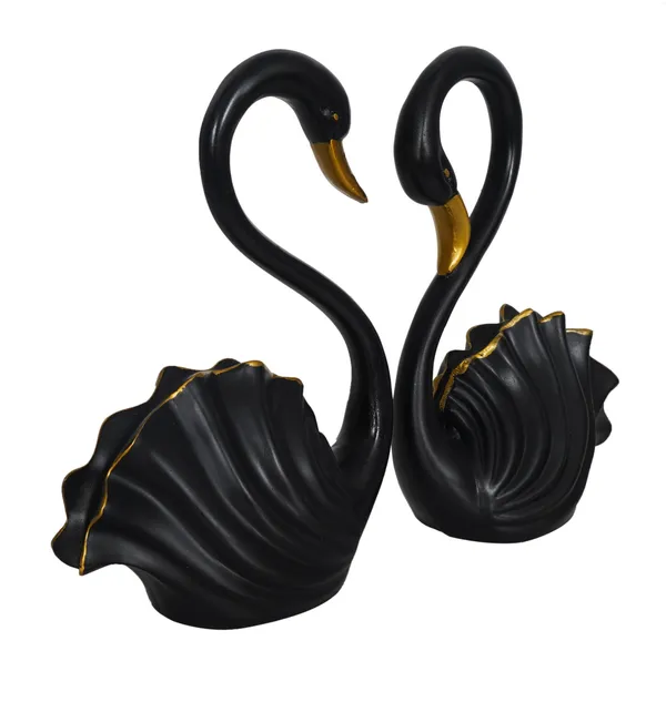 Swan_Couple_Showpiece_of_Black_Color_of_Set_of_2_|_Luxury_Home_Decor_&_Gifts