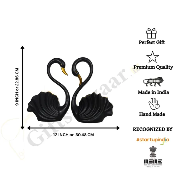 Swan_Couple_Showpiece_of_Black_Color_of_Set_of_2_|_Luxury_Home_Decor_&_Gifts