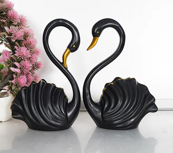 Swan_Couple_Showpiece_of_Black_Color_of_Set_of_2_|_Luxury_Home_Decor_&_Gifts