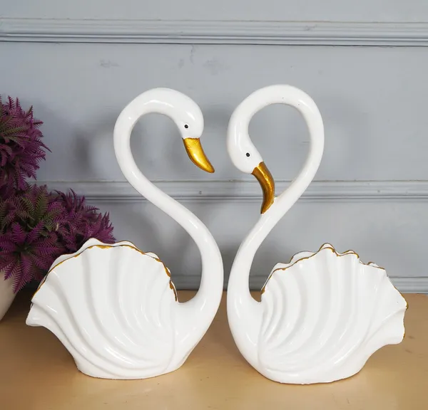 Swan_Couple_Showpiece_of_White_Color_of_Set_of_2_|_Luxury_Home_Decor_&_Gifts