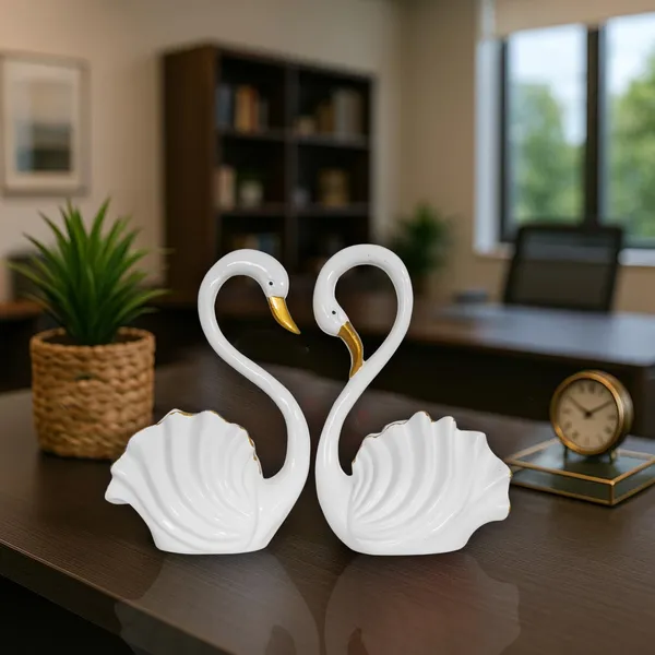 Swan_Couple_Showpiece_of_White_Color_of_Set_of_2_|_Luxury_Home_Decor_&_Gifts