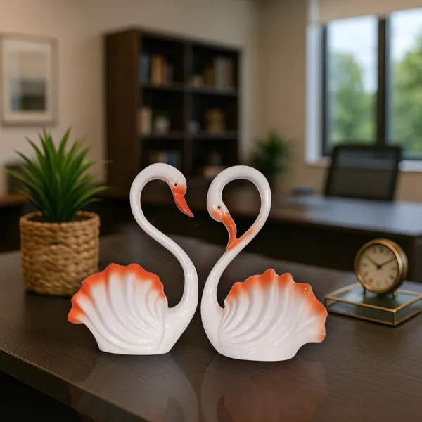 Swan_Couple_Showpiece_of_White_and_Orange_Color_of_Set_of_2_|_Luxury_Home_Decor_&_Gifts