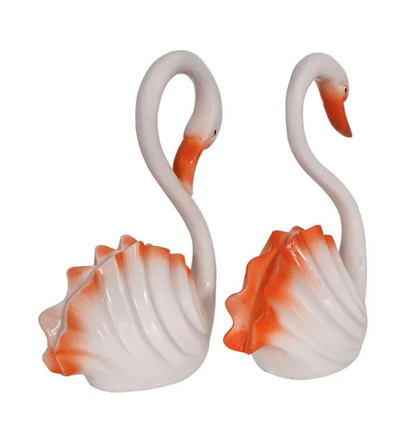 Swan_Couple_Showpiece_of_White_and_Orange_Color_of_Set_of_2_|_Luxury_Home_Decor_&_Gifts