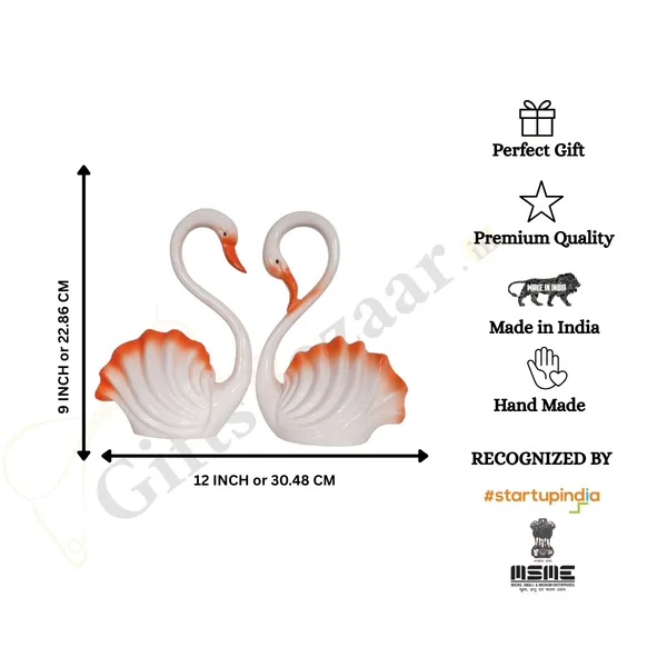 Swan_Couple_Showpiece_of_White_and_Orange_Color_of_Set_of_2_|_Luxury_Home_Decor_&_Gifts
