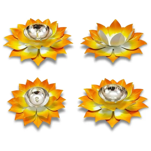 Lotus_Metal_Diya_Pooja_Oil_Lamp_of_Set_of_4_|_Blue,_Red,_Pink,_Yellow_Color_|_For_Home_Decor