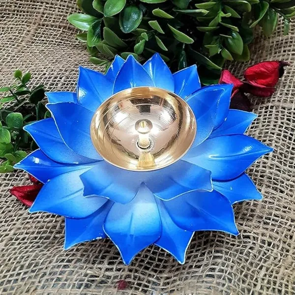 Lotus_Metal_Diya_Pooja_Oil_Lamp_of_Set_of_2_|_Blue_Color_|_For_Home_Decor