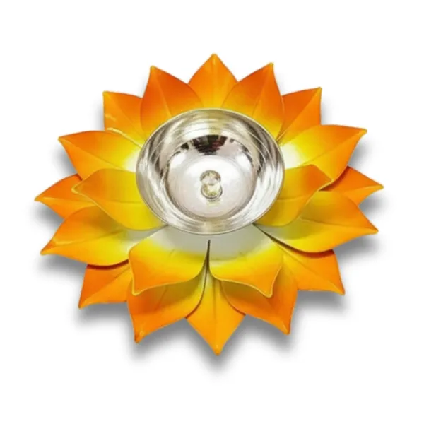 Lotus_Metal_Diya_Pooja_Oil_Lamp_of_Set_of_2_|_Yellow_Color_|_For_Home_Decor