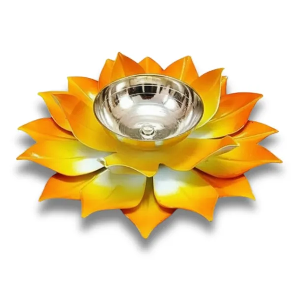 Lotus_Metal_Diya_Pooja_Oil_Lamp_of_Set_of_2_|_Yellow_Color_|_For_Home_Decor