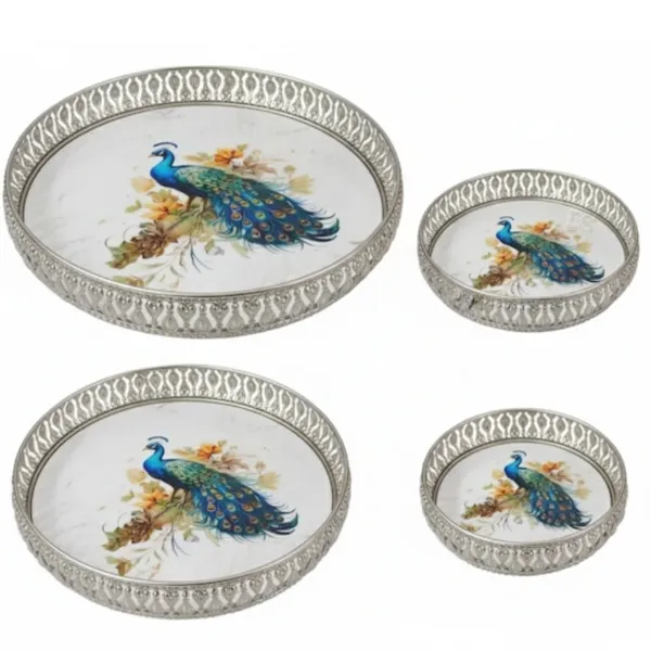 Silver_Metal_Decorative_Peacock_Tray_of_Set_of_4_|_Elegant_Decorative_Gift_Box