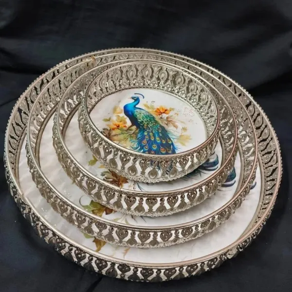 Silver_Metal_Decorative_Peacock_Tray_of_Set_of_4_|_Elegant_Decorative_Gift_Box