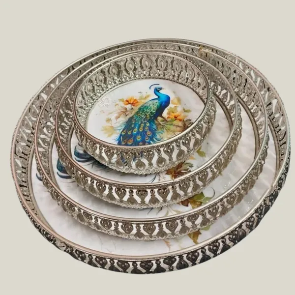 Silver_Metal_Decorative_Peacock_Tray_of_Set_of_4_|_Elegant_Decorative_Gift_Box