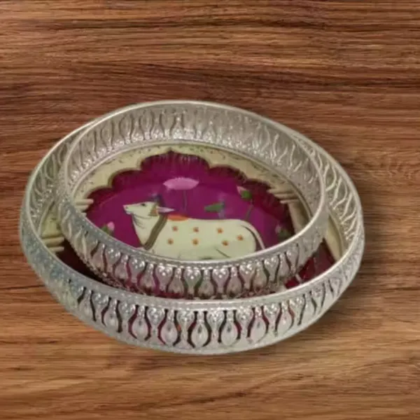 Silver_Embossed_Decorative_Tray_with_Cow_Design_of_Set_of_2_|_Radiance_Look_for_Home_Decor