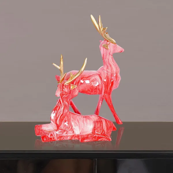 Deer_Showpiece_of_Baby_Pink_of_Set_of_2_|_For_Home_&_Office_Decor