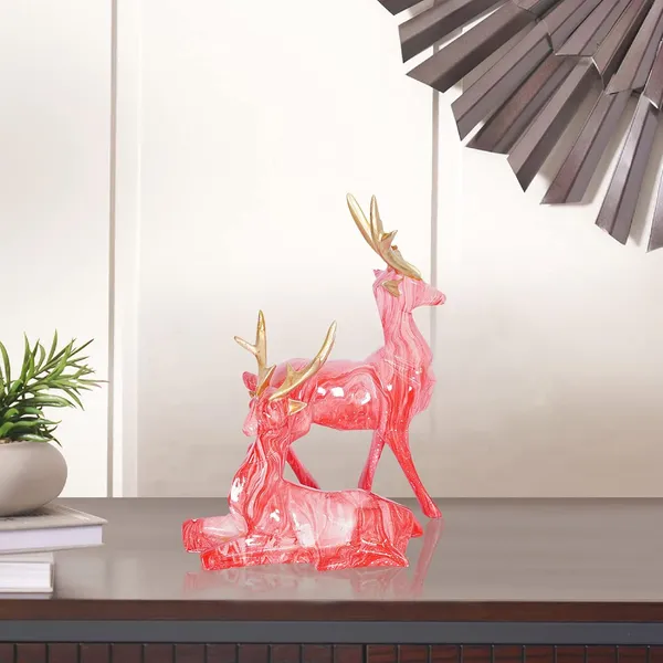 Deer_Showpiece_of_Baby_Pink_of_Set_of_2_|_For_Home_&_Office_Decor