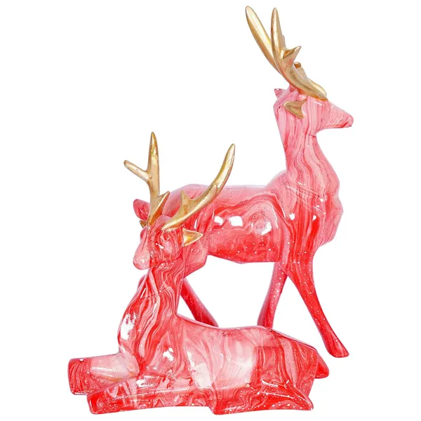 Deer_Showpiece_of_Baby_Pink_of_Set_of_2_|_For_Home_&_Office_Decor