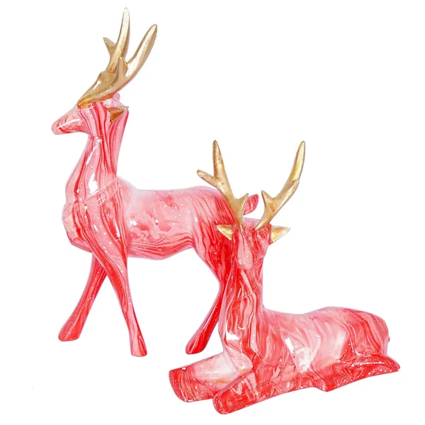 Deer_Showpiece_of_Baby_Pink_of_Set_of_2_|_For_Home_&_Office_Decor