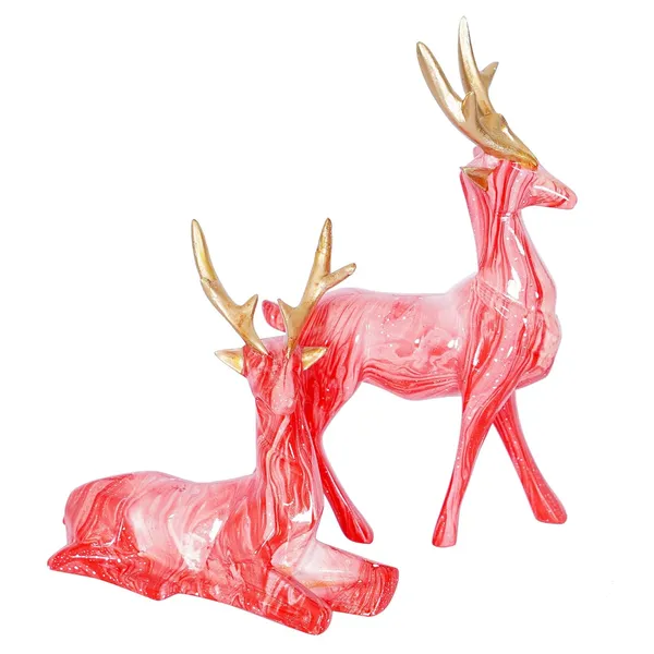 Deer_Showpiece_of_Baby_Pink_of_Set_of_2_|_For_Home_&_Office_Decor