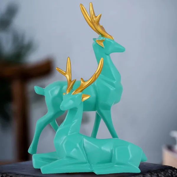 Deer_Showpiece_of_Light_Green_Color_of_Set_of_2_|__Decorative_Item_for_Home_Decor