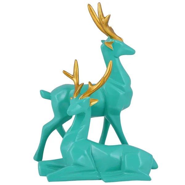 Deer_Showpiece_of_Light_Green_Color_of_Set_of_2_|__Decorative_Item_for_Home_Decor