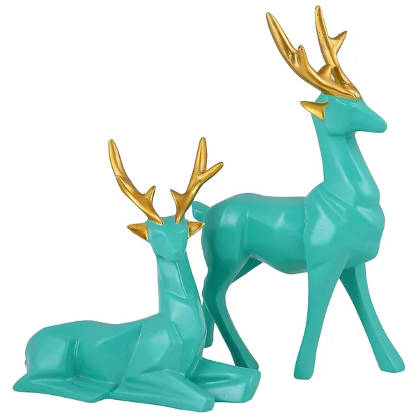 Deer_Showpiece_of_Light_Green_Color_of_Set_of_2_|__Decorative_Item_for_Home_Decor