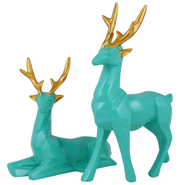 Deer_Showpiece_of_Light_Green_Color_of_Set_of_2_|__Decorative_Item_for_Home_Decor