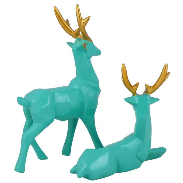 Deer_Showpiece_of_Light_Green_Color_of_Set_of_2_|__Decorative_Item_for_Home_Decor
