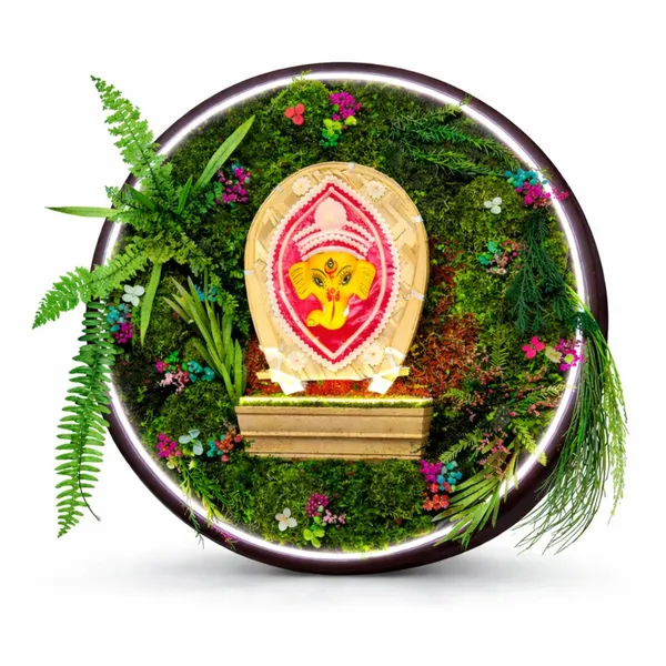 12_Inches_Anant_Ganpati_Wooden_Paradise_Showpiece_with_Warm_White_Light_|_Green_Gifting_for_Special_Moments